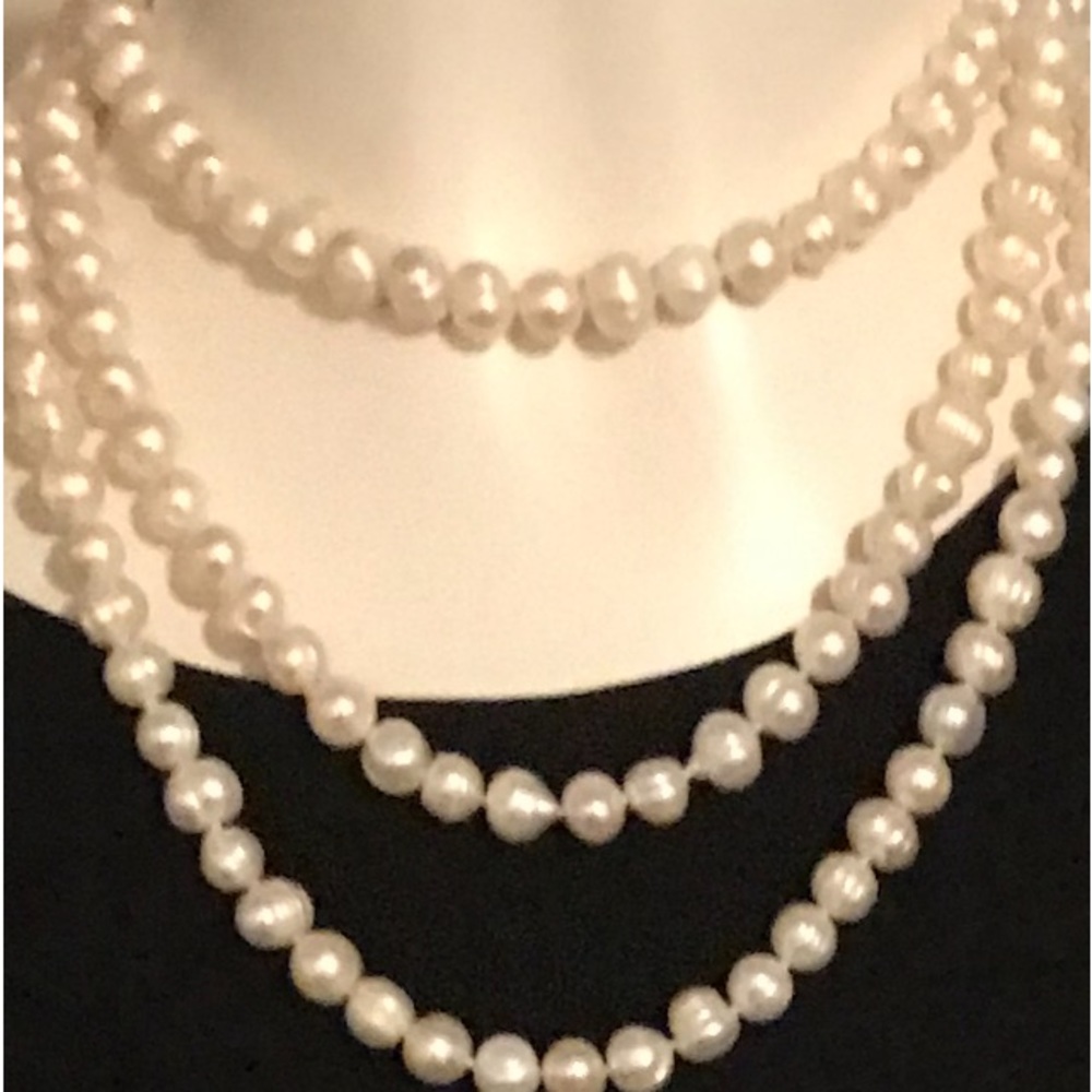 Preloved vintage natural fresh water Pearls 60”